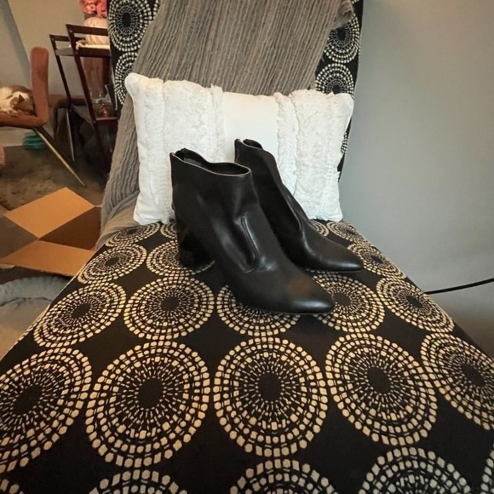 Franco Sarto Black Chunky Heeled Ankle Boots